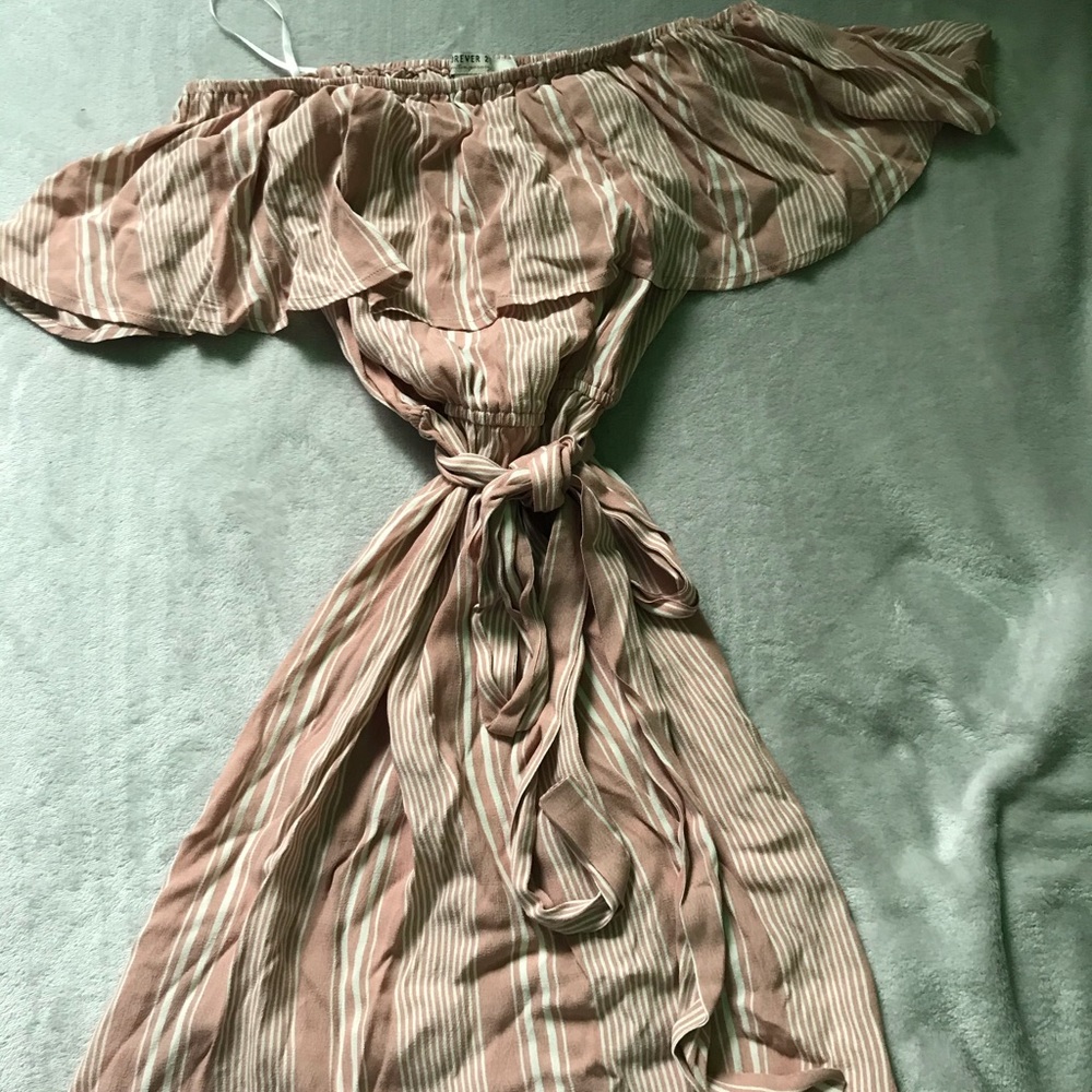 Rose gold and white off the shoulder summer dress